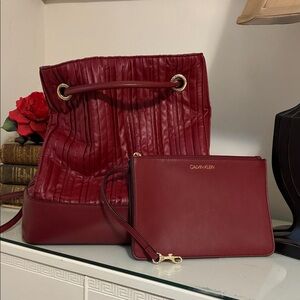 Calvin Klein Dark RedShoulder Bag Set